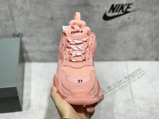 Balenciaga經典款男女鞋 巴黎世家頂級版本Triple S厚底氣墊大底LOGO老爹鞋 Balenciaga情侶款老爹鞋  hdbl1271